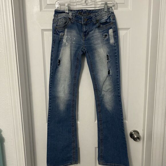 Ariya Jeans Womens 7/8 Distressed Bootcut - Picture 1 of 8